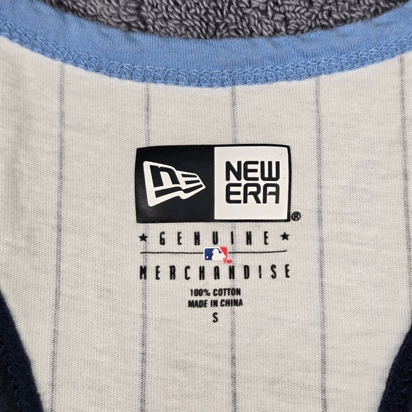 New Era Tampa Bay Rays Tank Top Womens S Cream Pinstripe Excellent Henley MLB - Picture 2 of 11